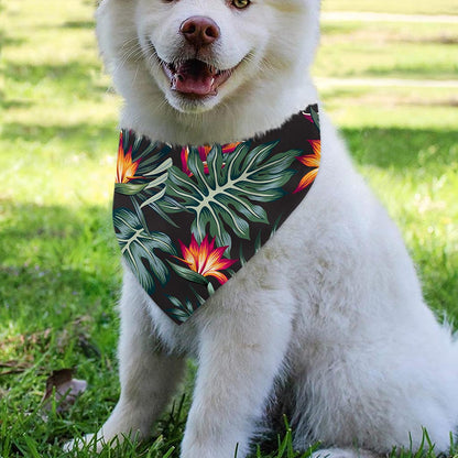 Hawaiian Tropical Plants Pattern Print Over The Collar Dog Bandana