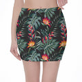Hawaiian Tropical Plants Pattern Print Pencil Mini Skirt