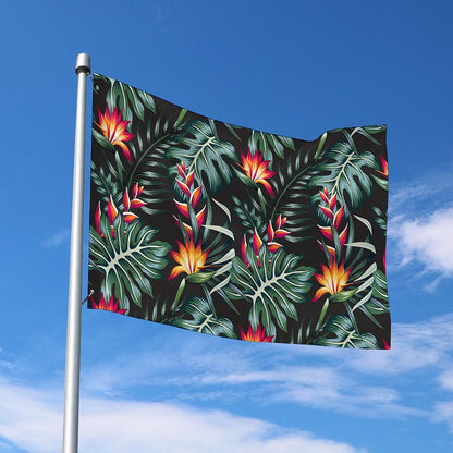 Hawaiian Tropical Plants Pattern Print Polyester Flag