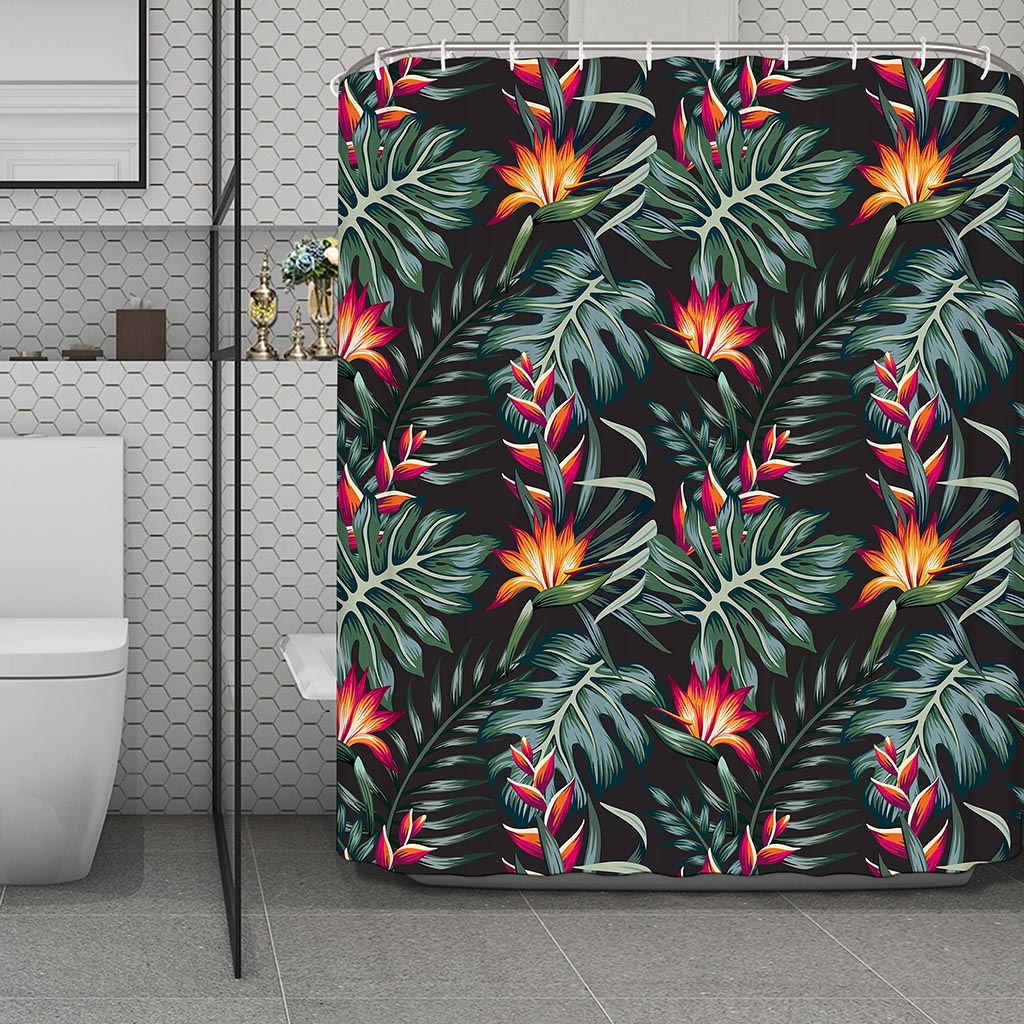 Hawaiian Tropical Plants Pattern Print Polyester Shower Curtain