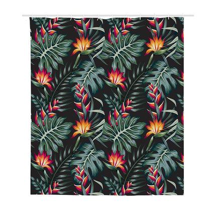 Hawaiian Tropical Plants Pattern Print Polyester Shower Curtain
