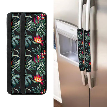 Hawaiian Tropical Plants Pattern Print Refrigerator Handle Covers