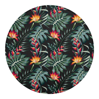 Hawaiian Tropical Plants Pattern Print Round Blanket