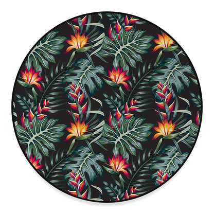Hawaiian Tropical Plants Pattern Print Round Floor Mat