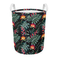 Hawaiian Tropical Plants Pattern Print Round Laundry Basket