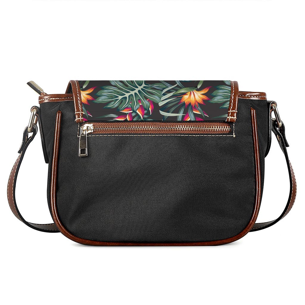 Hawaiian Tropical Plants Pattern Print Saddle Bag