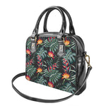 Hawaiian Tropical Plants Pattern Print Shoulder Handbag