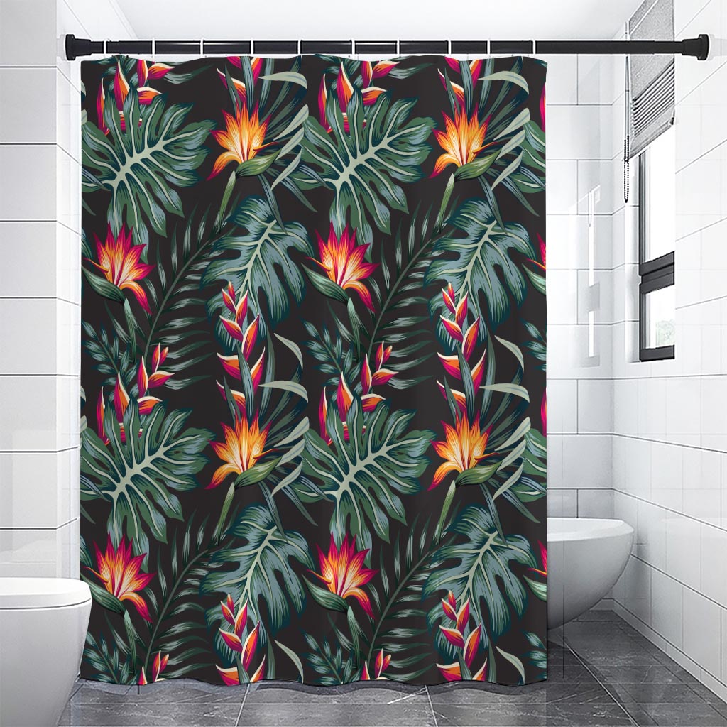 Hawaiian Tropical Plants Pattern Print Shower Curtain