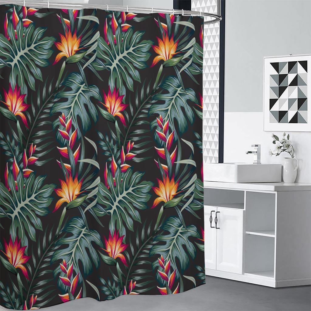 Hawaiian Tropical Plants Pattern Print Shower Curtain