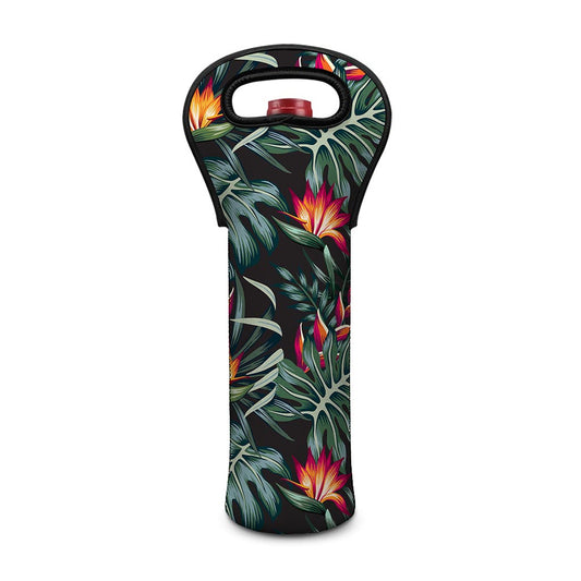 Hawaiian Tropical Plants Pattern Print Single Neoprene Wine Tote