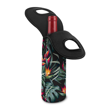 Hawaiian Tropical Plants Pattern Print Single Neoprene Wine Tote