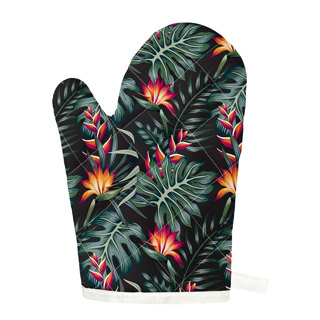 Hawaiian Tropical Plants Pattern Print Single Oven Mitt