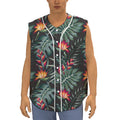 Hawaiian Tropical Plants Pattern Print Sleeveless Baseball Jersey