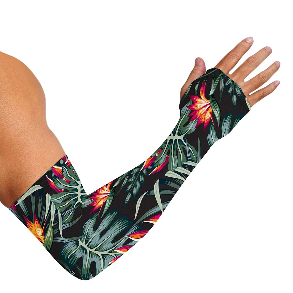 Hawaiian Tropical Plants Pattern Print Sun Protection Arm Sleeves