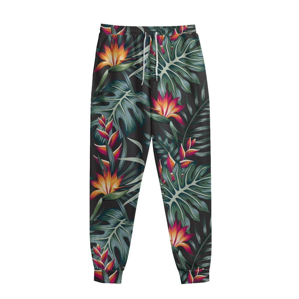 Hawaiian Tropical Plants Pattern Print Sweatpants