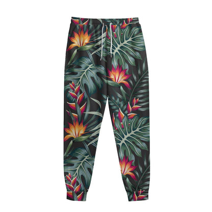 Hawaiian Tropical Plants Pattern Print Sweatpants