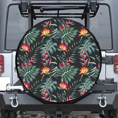 Hawaiian Tropical Plants Pattern Print Tire Cover