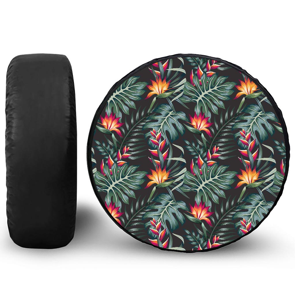 Hawaiian Tropical Plants Pattern Print Tire Cover