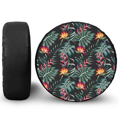 Hawaiian Tropical Plants Pattern Print Tire Cover