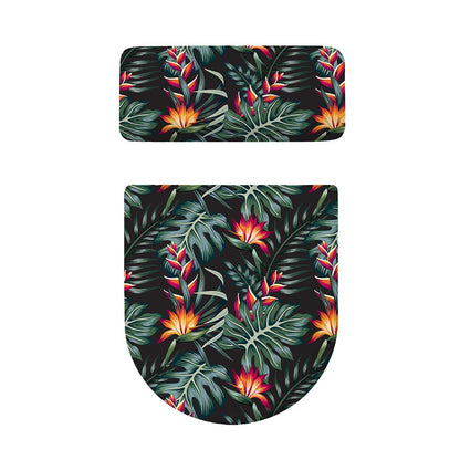 Hawaiian Tropical Plants Pattern Print Toilet Lid And Tank Cover Set