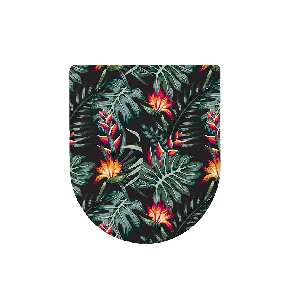 Hawaiian Tropical Plants Pattern Print Toilet Lid Cover