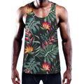 Hawaiian Tropical Plants Pattern Print Men's Workout Tank Top