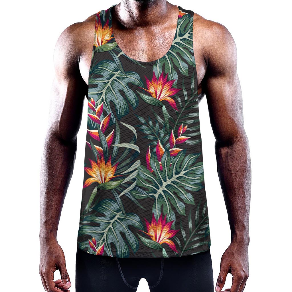 Hawaiian Tropical Plants Pattern Print Training Tank Top