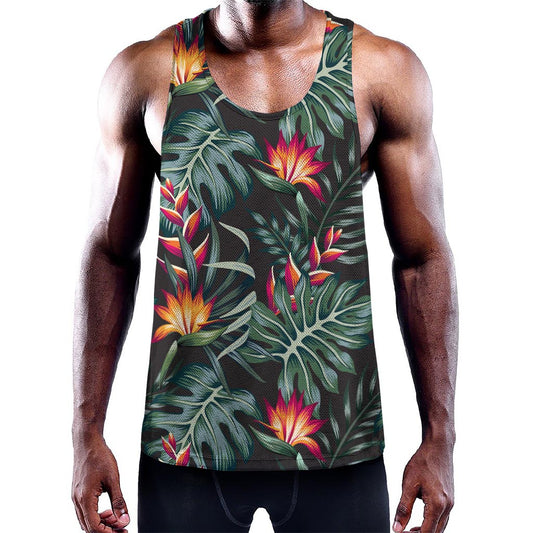 Hawaiian Tropical Plants Pattern Print Training Tank Top