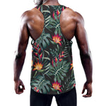 Hawaiian Tropical Plants Pattern Print Training Tank Top