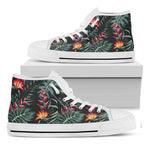 Hawaiian Tropical Plants Pattern Print White High Top Sneakers
