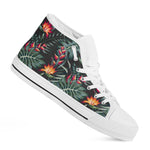 Hawaiian Tropical Plants Pattern Print White High Top Sneakers