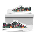 Hawaiian Tropical Plants Pattern Print White Low Top Sneakers