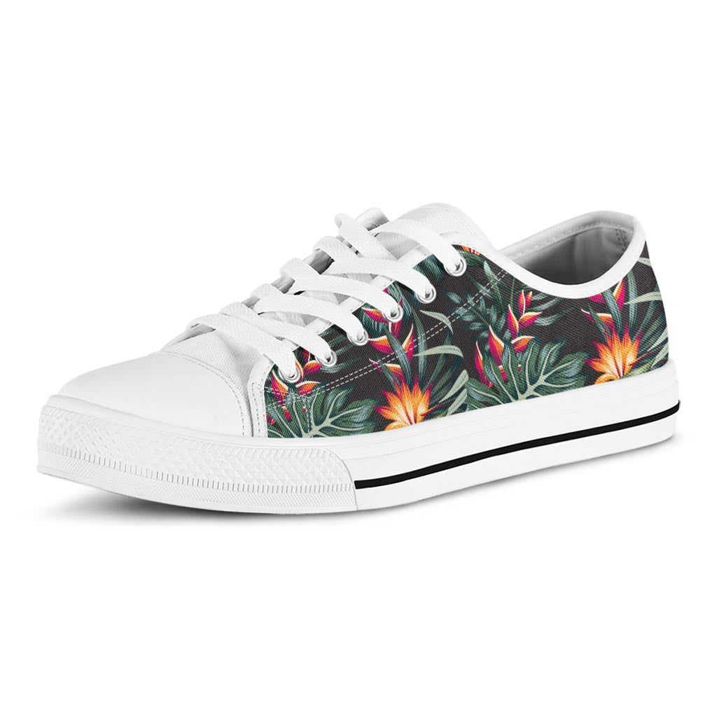 Hawaiian Tropical Plants Pattern Print White Low Top Sneakers