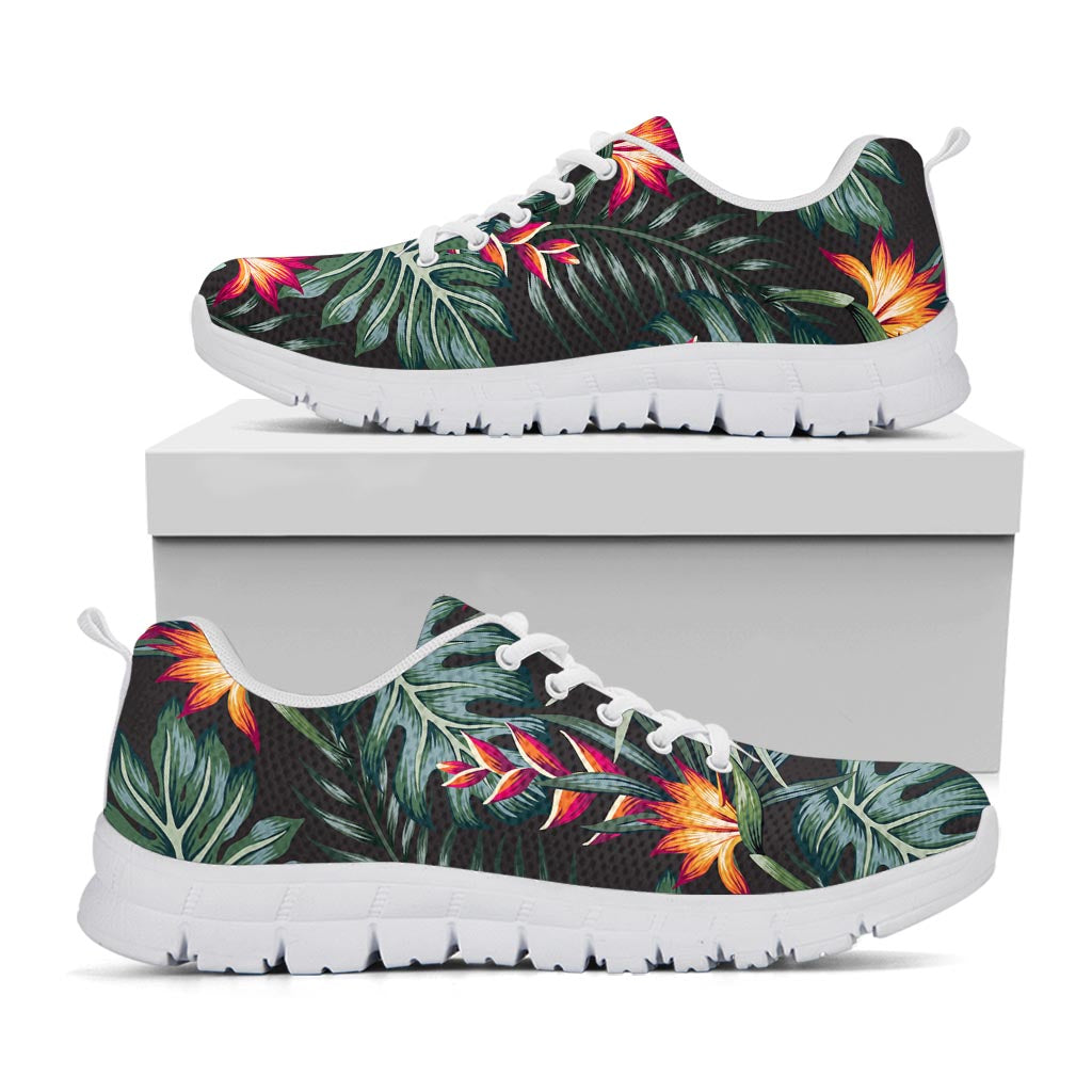 Hawaiian Tropical Plants Pattern Print White Running Shoes