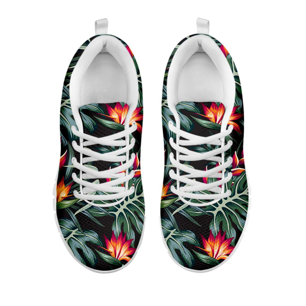 Hawaiian Tropical Plants Pattern Print White Running Shoes