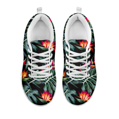 Hawaiian Tropical Plants Pattern Print White Running Shoes