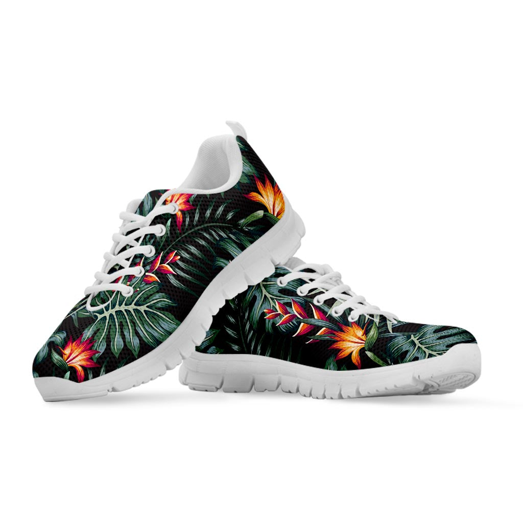Hawaiian Tropical Plants Pattern Print White Running Shoes