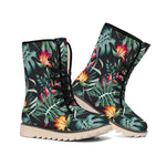 Hawaiian Tropical Plants Pattern Print Winter Boots