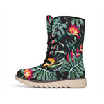 Hawaiian Tropical Plants Pattern Print Winter Boots