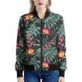 Hawaiian Tropical Plants Pattern Print Women's Bomber Jacket