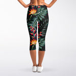 Hawaiian Tropical Plants Pattern Print Women's Capri Leggings