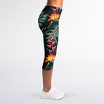 Hawaiian Tropical Plants Pattern Print Women's Capri Leggings