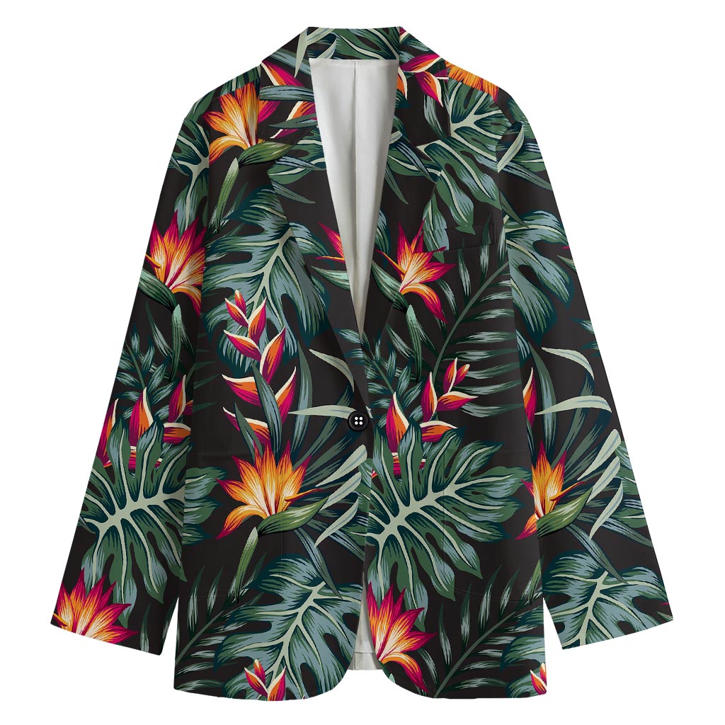 Hawaiian Tropical Plants Pattern Print Women's Cotton Blazer