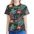 Hawaiian Tropical Plants Pattern Print Women's Polo Shirt