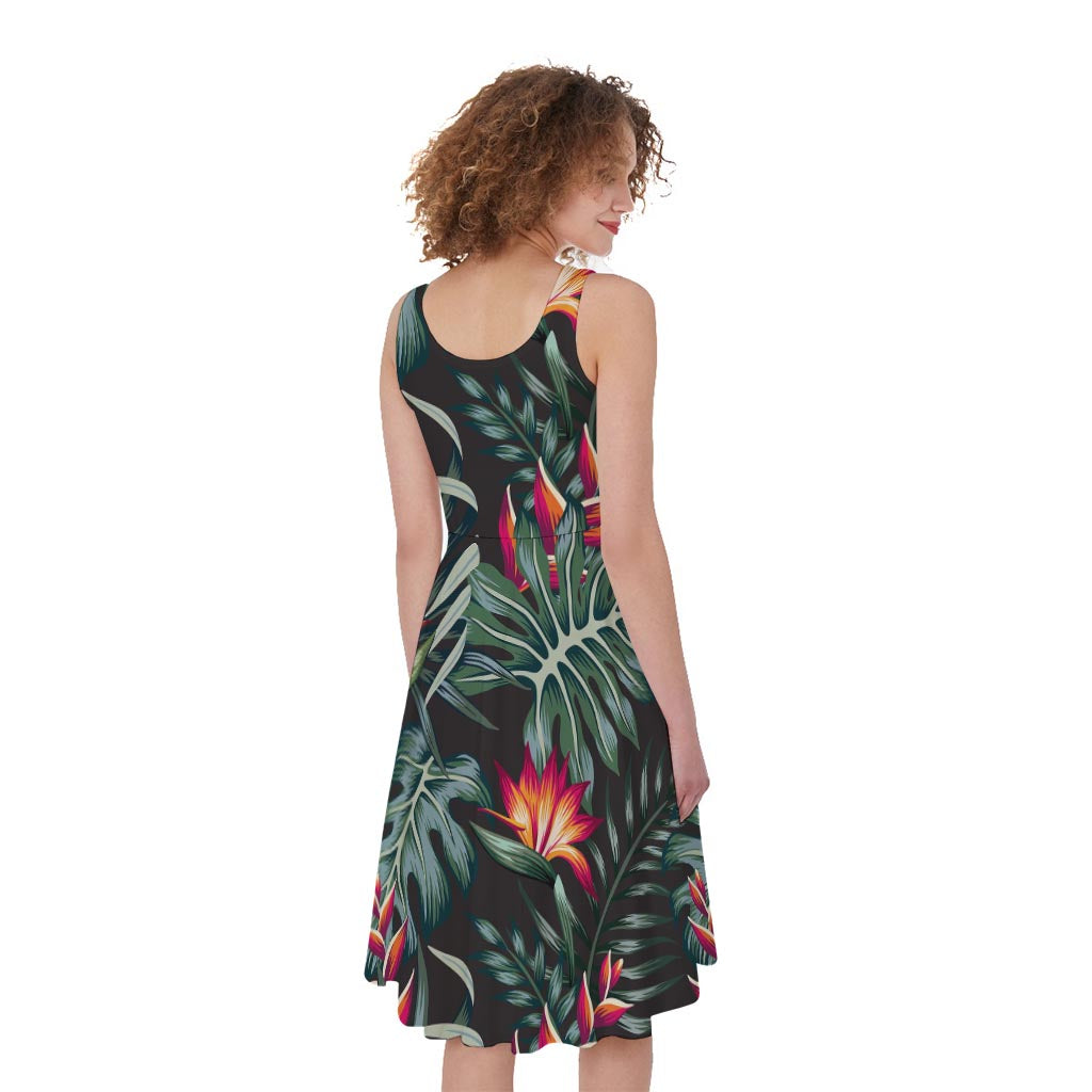 Hawaiian Tropical Plants Pattern Print Women's Sleeveless Dress
