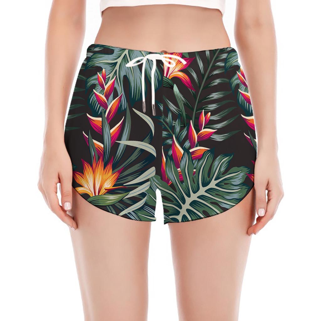 Hawaiian Tropical Plants Pattern Print Women's Split Running Shorts