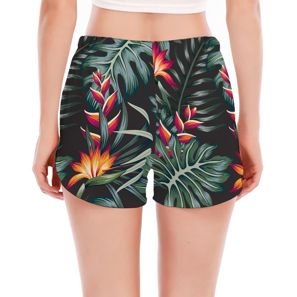 Hawaiian Tropical Plants Pattern Print Women's Split Running Shorts