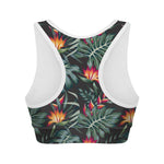 Hawaiian Tropical Plants Pattern Print Women's Sports Bra