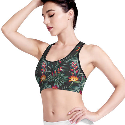 Hawaiian Tropical Plants Pattern Print Women's Sports Bra