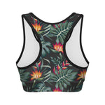 Hawaiian Tropical Plants Pattern Print Women's Sports Bra